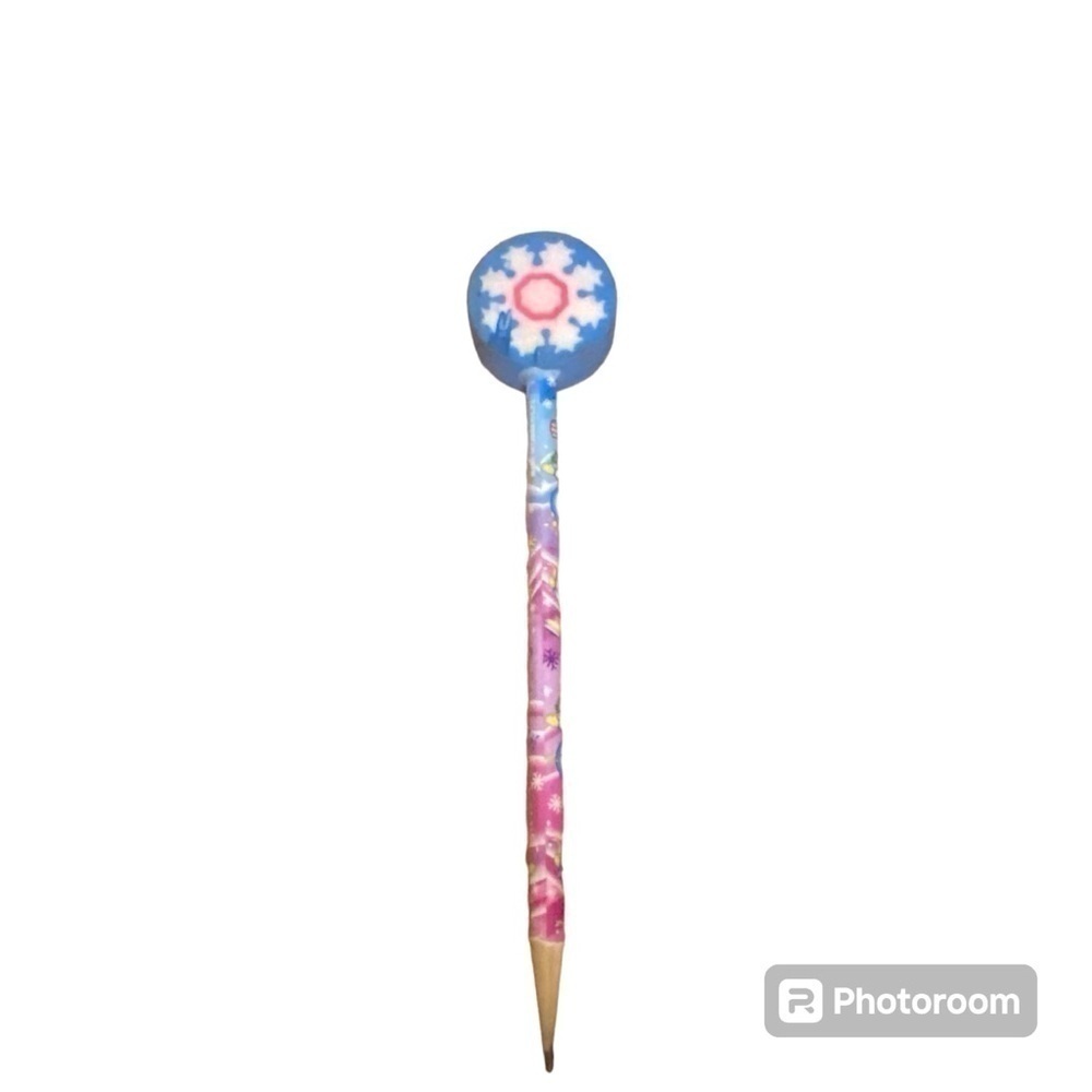 Lisa Frank Snowman Vintage Pencil W/ Eraser Top Snowflake